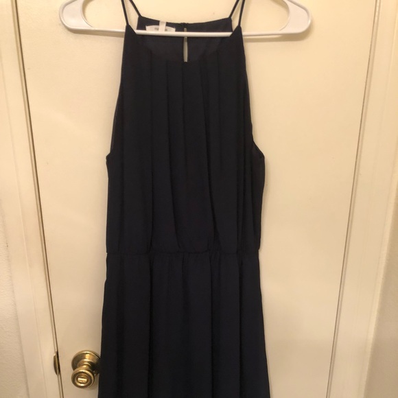 Navy blue high neck style dress - Picture 1 of 2